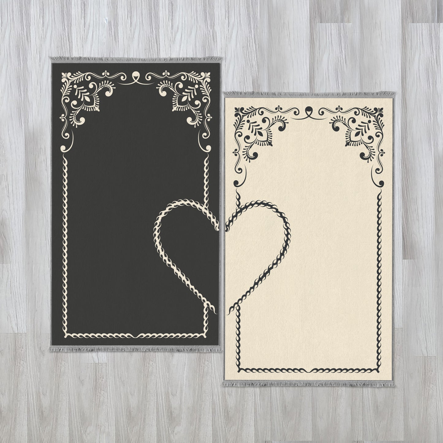 Modern Islamic Cushioned Customizable Couples Prayer Mats 702 (Set of 2)