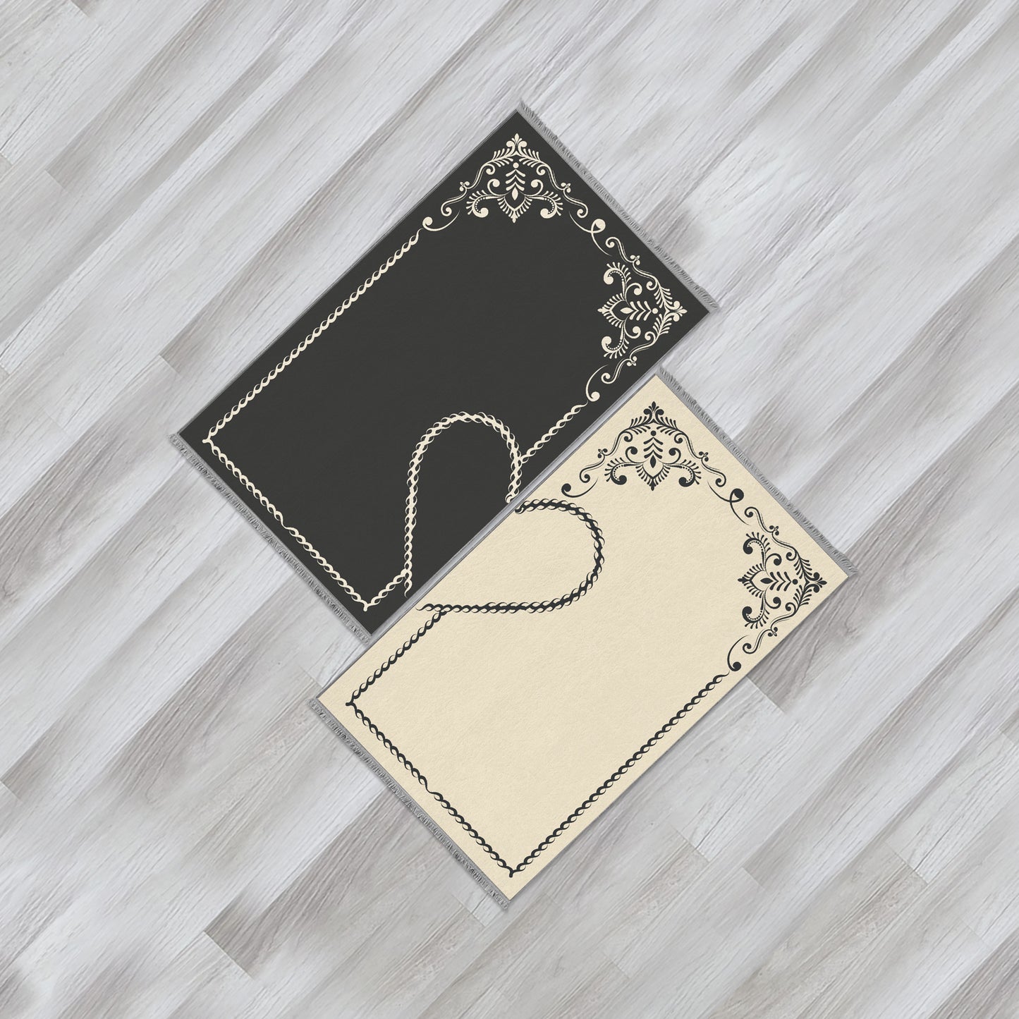 Modern Islamic Cushioned Customizable Couples Prayer Mats 702 (Set of 2)