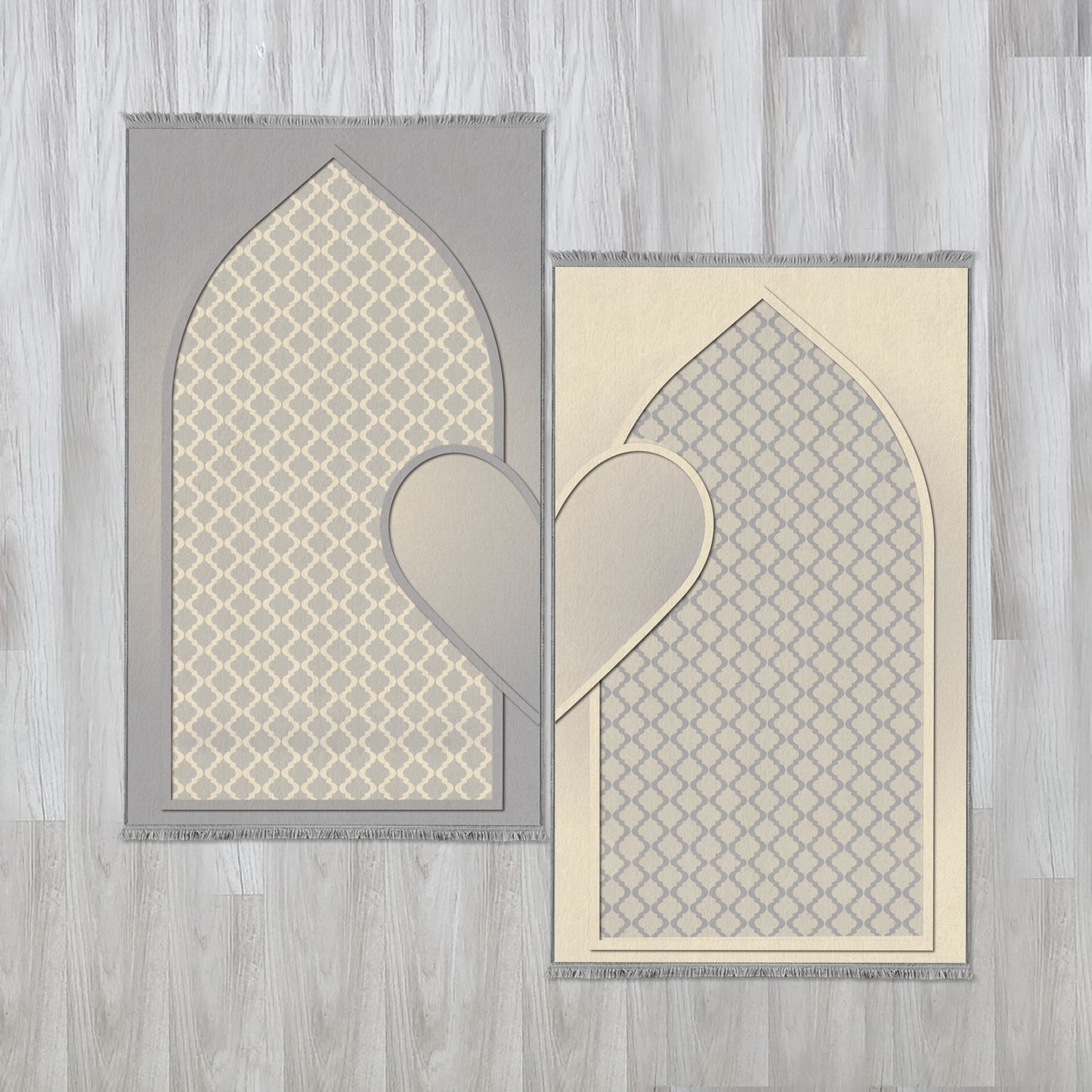 Modern Islamic Cushioned Customizable Couples Prayer Mats 703 (Set of 2)