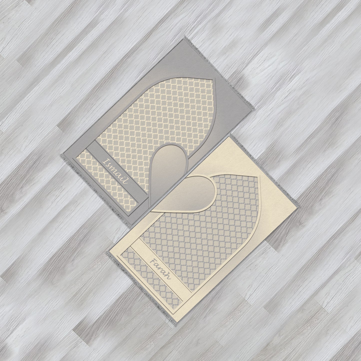 Modern Islamic Cushioned Customizable Couples Prayer Mats 703 (Set of 2)
