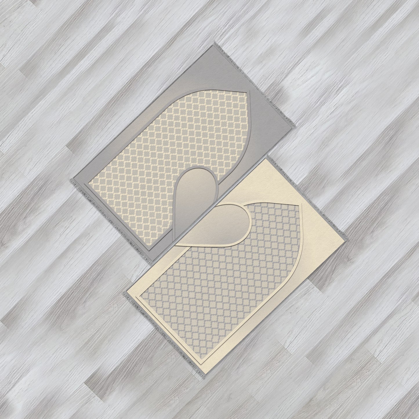 Modern Islamic Cushioned Customizable Couples Prayer Mats 703 (Set of 2)