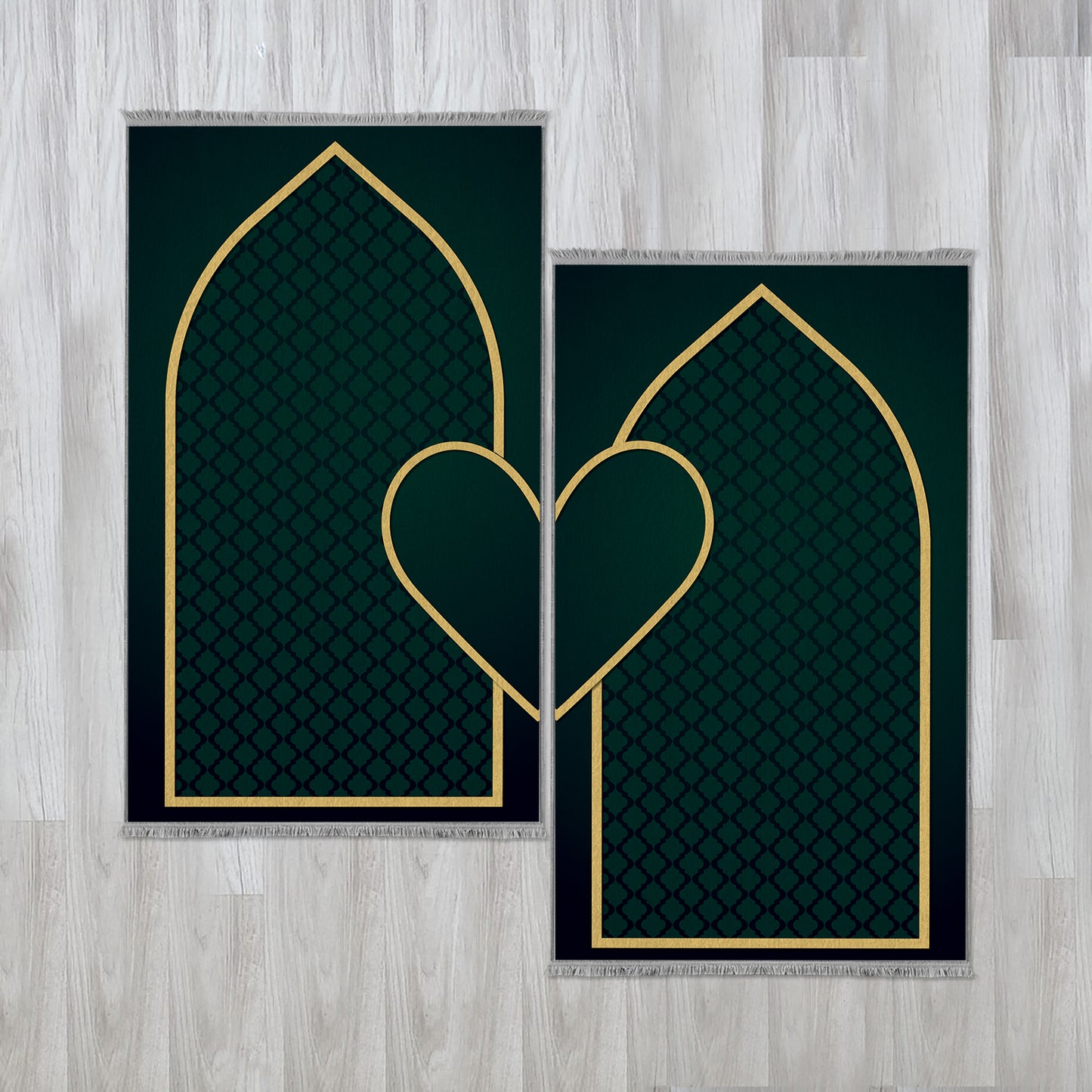Modern Islamic Cushioned Customizable Couples Prayer Mats 706 (Set of 2)