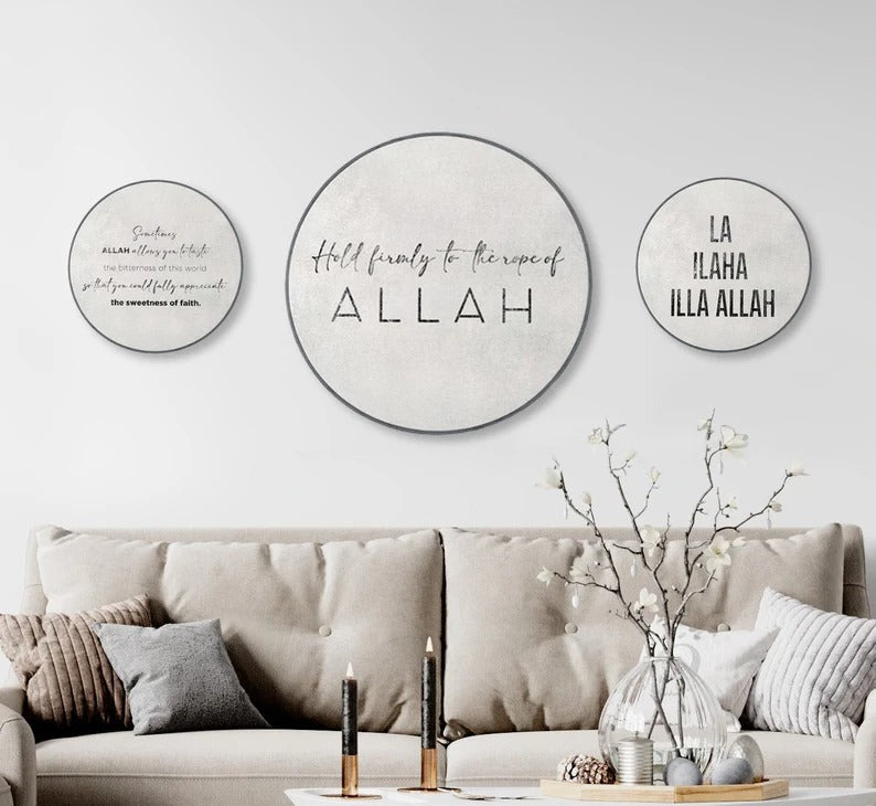 Islamic Quote Wall Art, Hold Firmly Rope of Allah IQ0011